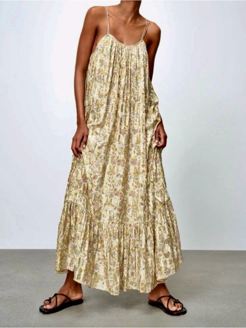 Goa Beachwear by Japna gold foil maxi dress